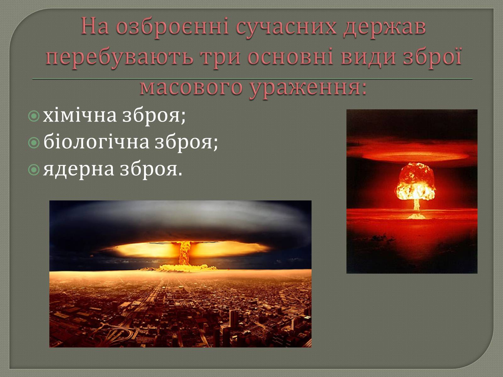 Презентація на тему «Зброя масового ураження» (варіант 1) - Слайд #4 Презентація на тему «Зброя масового ураження» (варіант 1) - Слайд #4