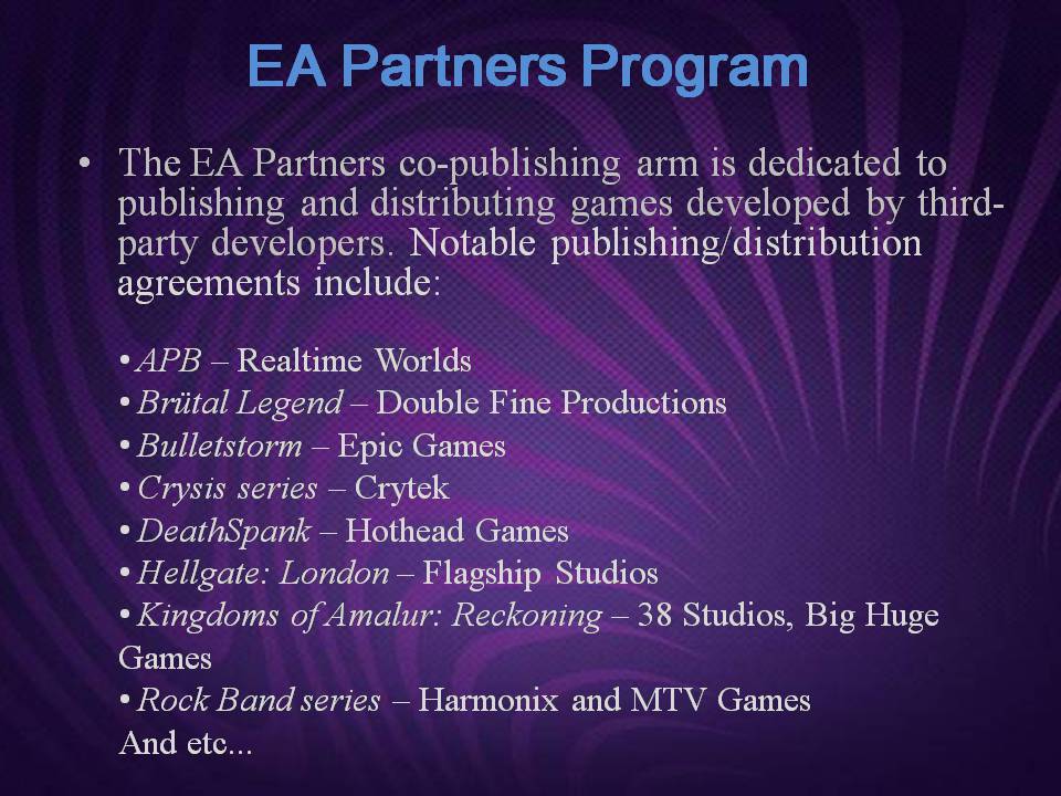 Презентація на тему «Electronic Arts» - Слайд #13 Презентація на тему «Electronic Arts» - Слайд #13