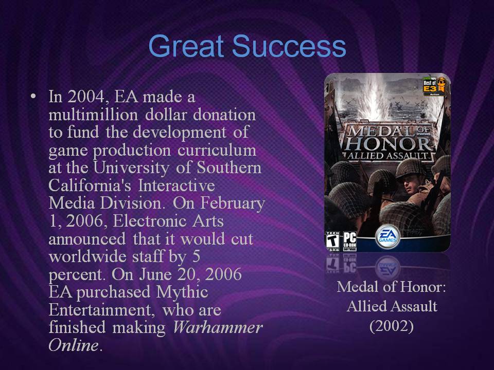Презентація на тему «Electronic Arts» - Слайд #8 Презентація на тему «Electronic Arts» - Слайд #8