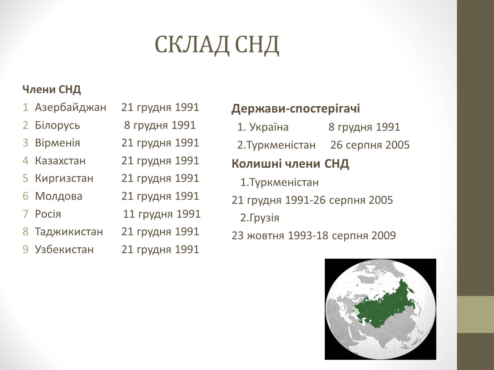Презентація на тему «Співдружність Незалежних Держав» (варіант 1) - Слайд #5 Презентація на тему «Співдружність Незалежних Держав» (варіант 1) - Слайд #5